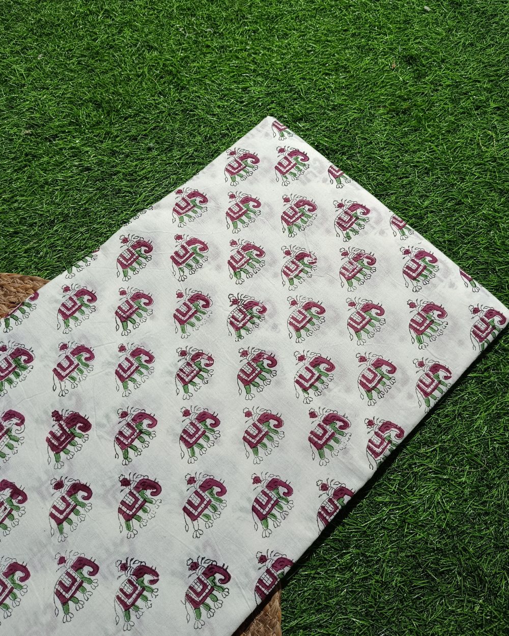 Hand Block Printed Cotton Jaipuri White Colour 44 Inches Width