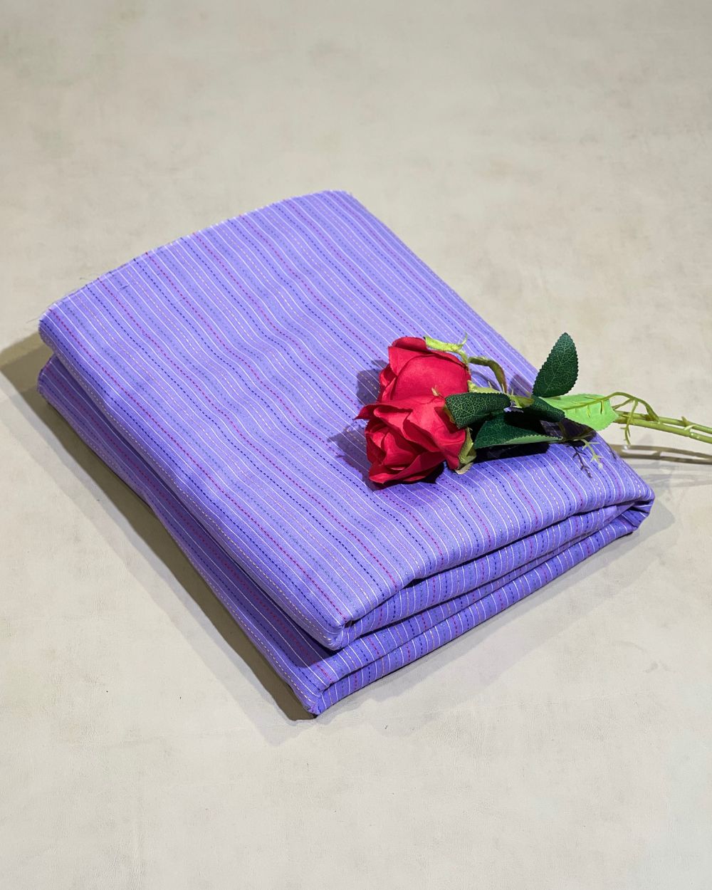 Plain Cotton Kantha Work Lavender Colour 43 Inches Width