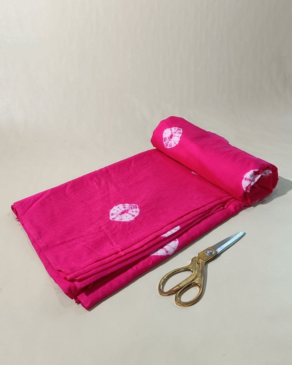 Chanderi Cotton with Shibori Print Rani Pink Colour 46 Inches Width