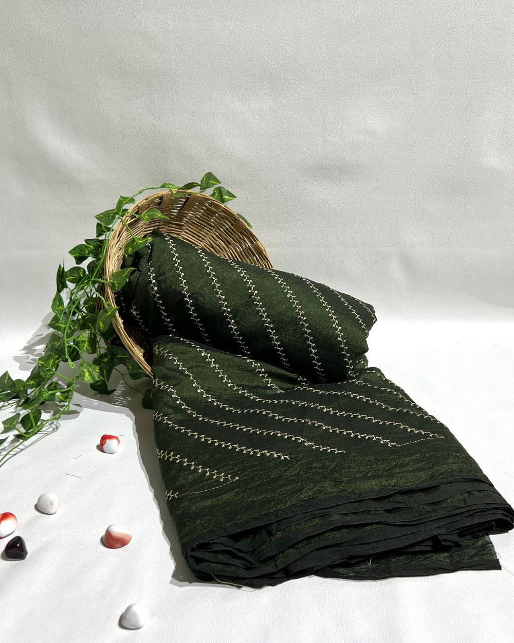 Vichitra Silk Work Dark Mehandi Green Colour 44 Inches Width