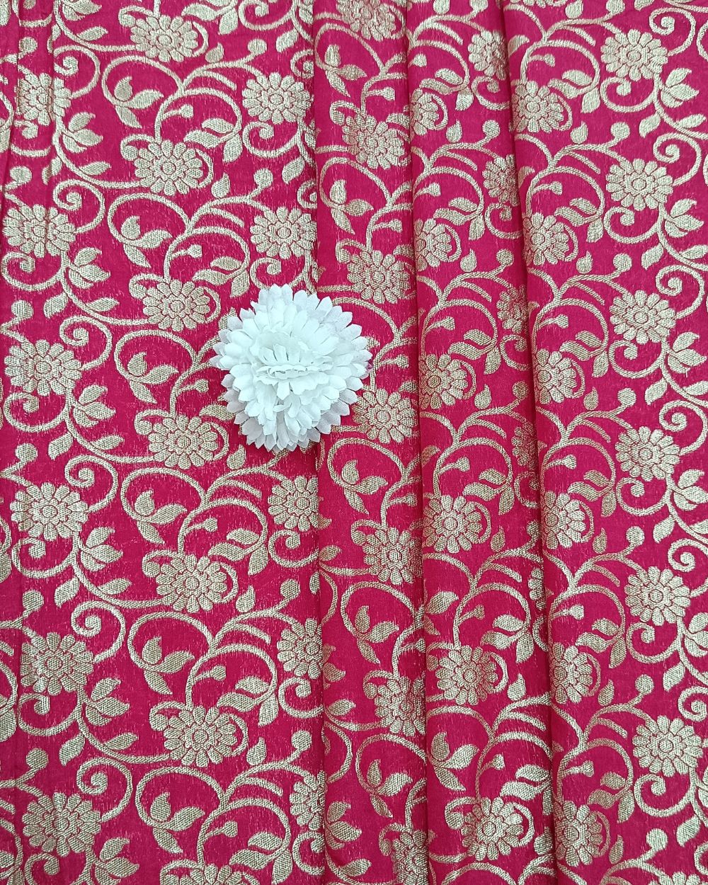 Chanderi Work Rose Red Colour 44 Inches Width