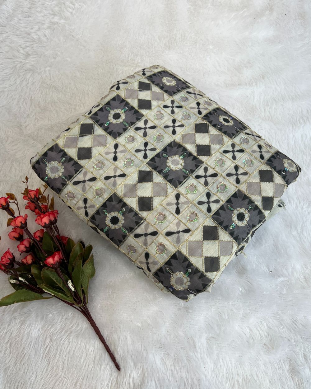 Cotton Silk Work Grey Colour 46 Inches Width
