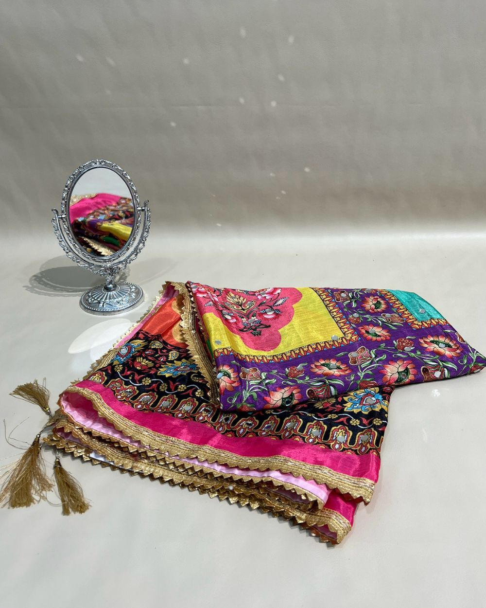 Chinnon Abla Work Dupatta Multicolor 42 Inches Width