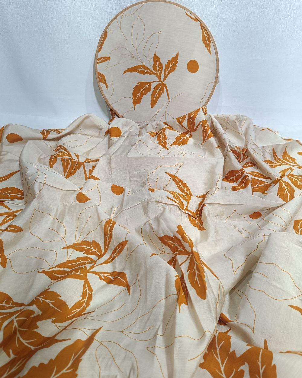 Printed Muslin Mustard Colour 60 Inches Width