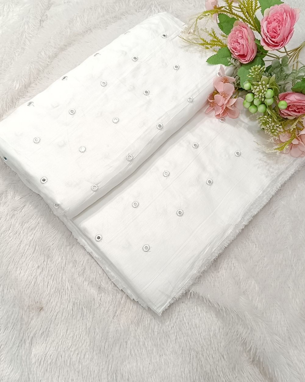 Cotton Abla Work White Colour 42 Inches Width