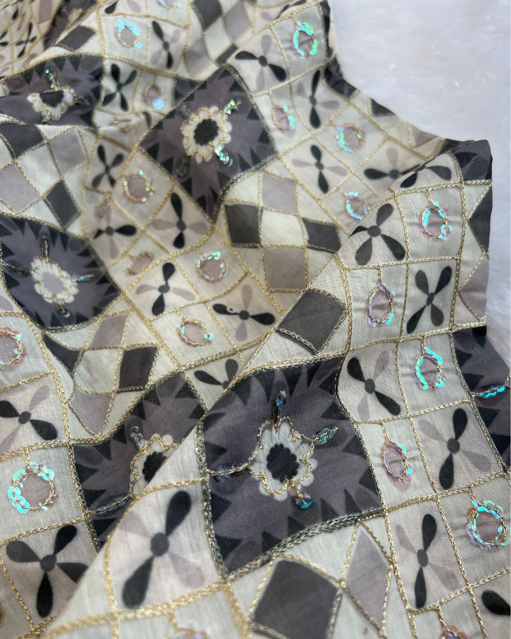 Cotton Silk Work Grey Colour 46 Inches Width