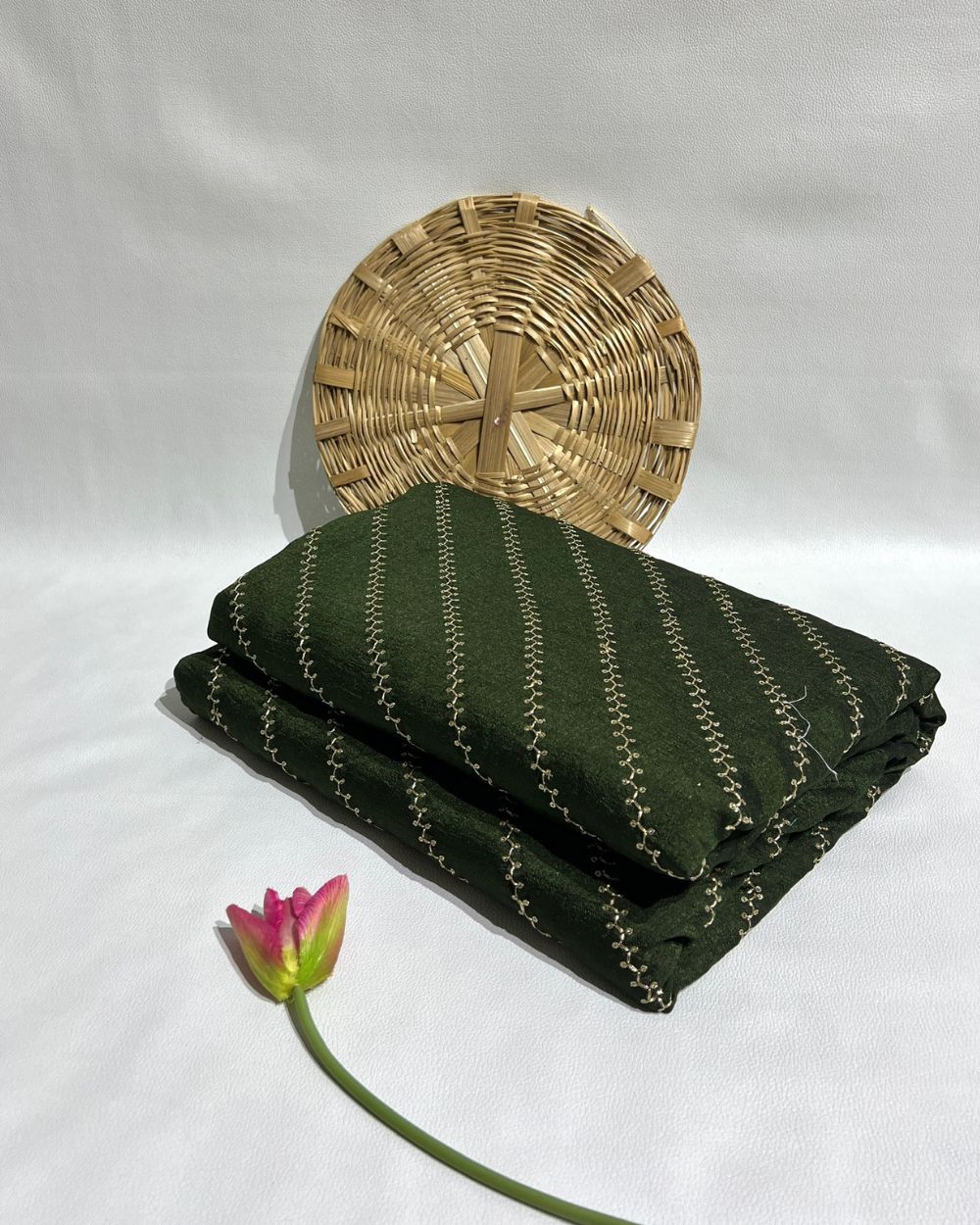 Vichitra Silk Work Dark Mehandi Green Colour 44 Inches Width