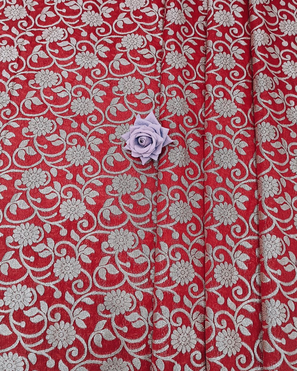 Chanderi Work Apple Red Colour 44 Inches Width