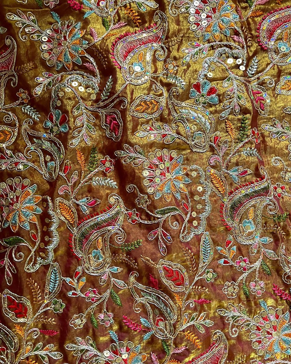 Space Silk Work Golden Colour 42 Inches Width