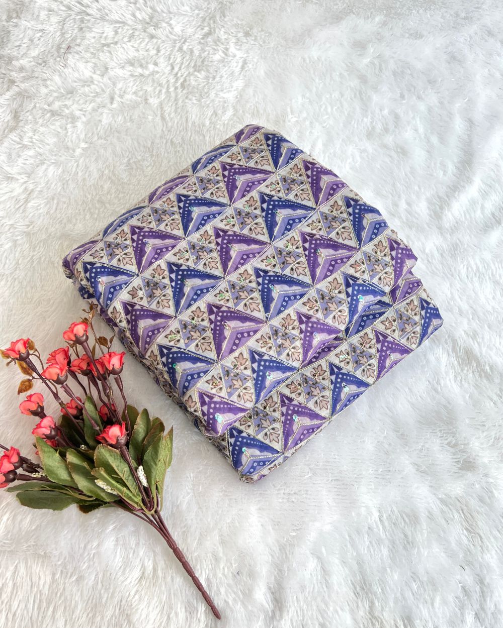 Cotton Silk Work Purple Colour 46 Inches Width