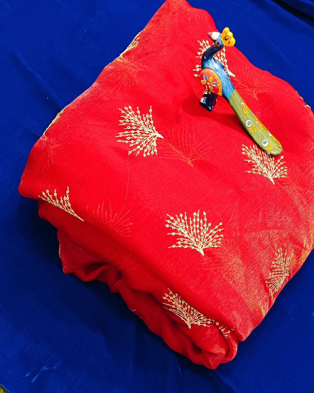 Space Silk Work Red Colour 46 Inches Width