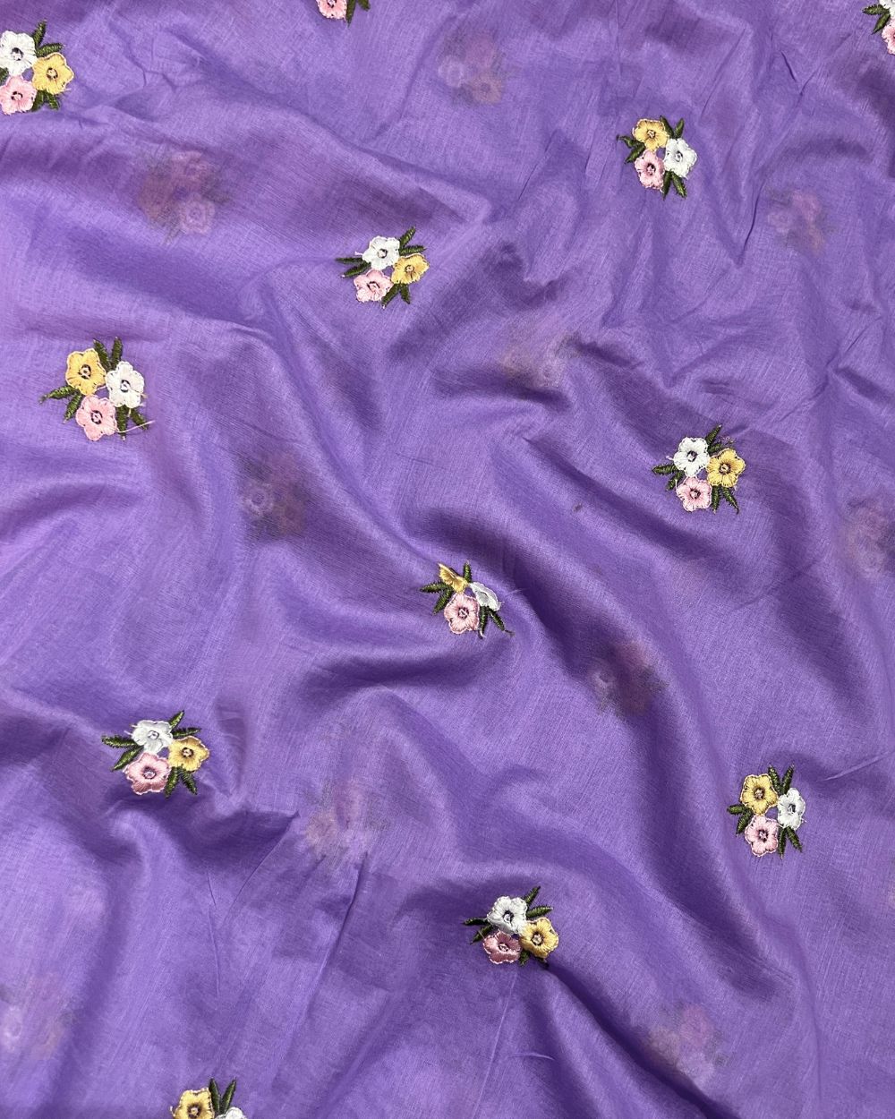 Mal Cotton with Thread Work Lavender Colour 42 Inches Width