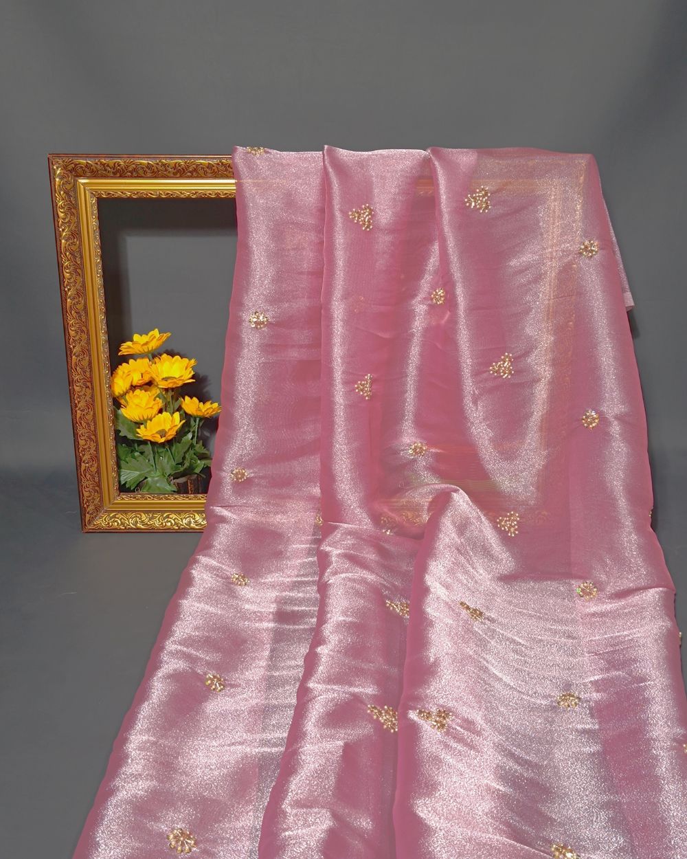 Shimmer Silk Work Blush Pink Colour 44 Inches Width