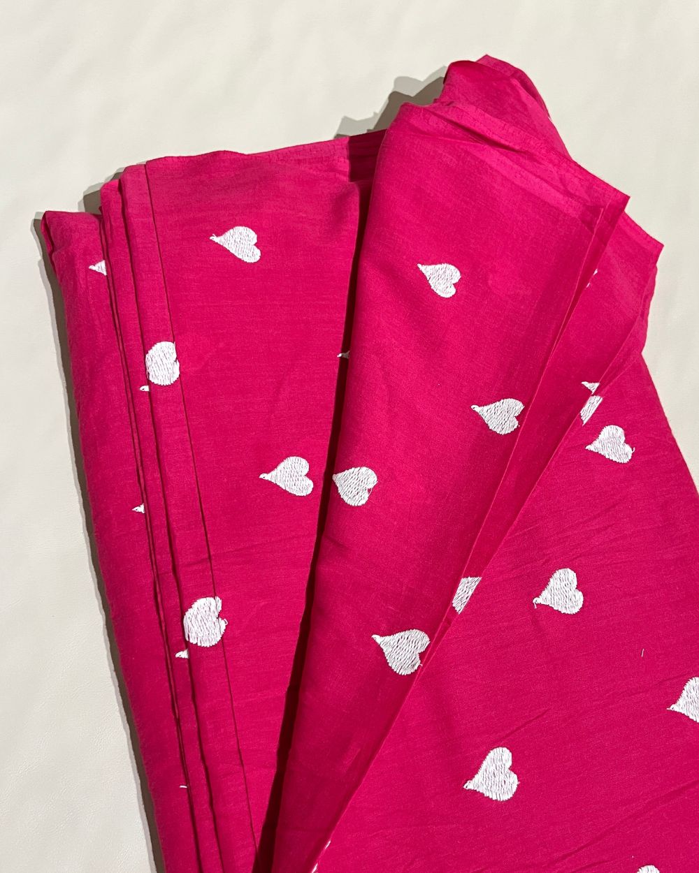Kora Cotton Work Hot Pink Colour 42 Inches Width
