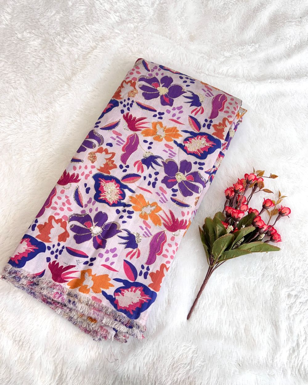 Mulberry Work Purple Colour 44 Inches Width