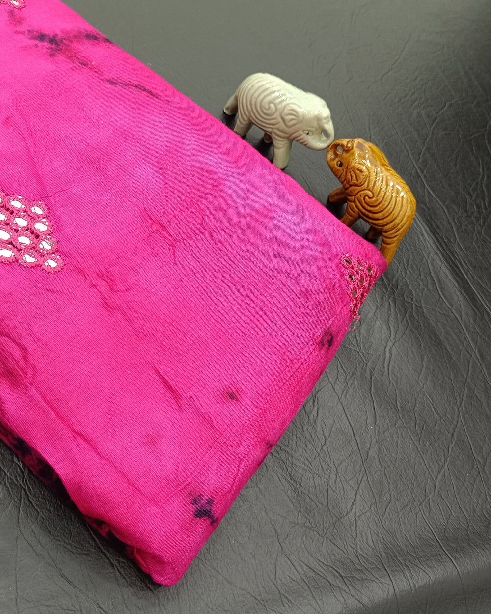 Rayon Shibori Abla Work Rani Pink Colour 42 inches width