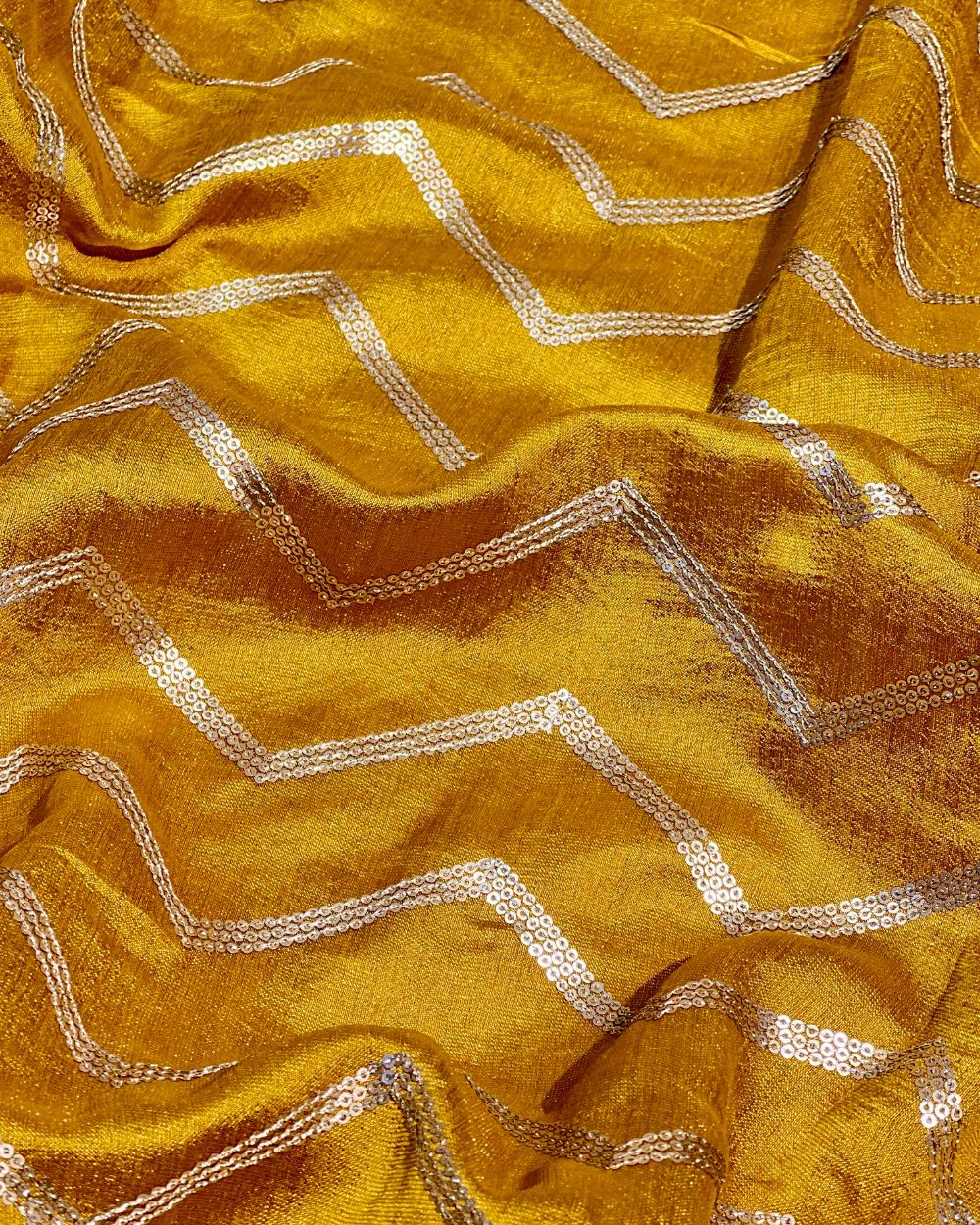 Vichitra Silk Work Mustard Colour 46 Inches Width