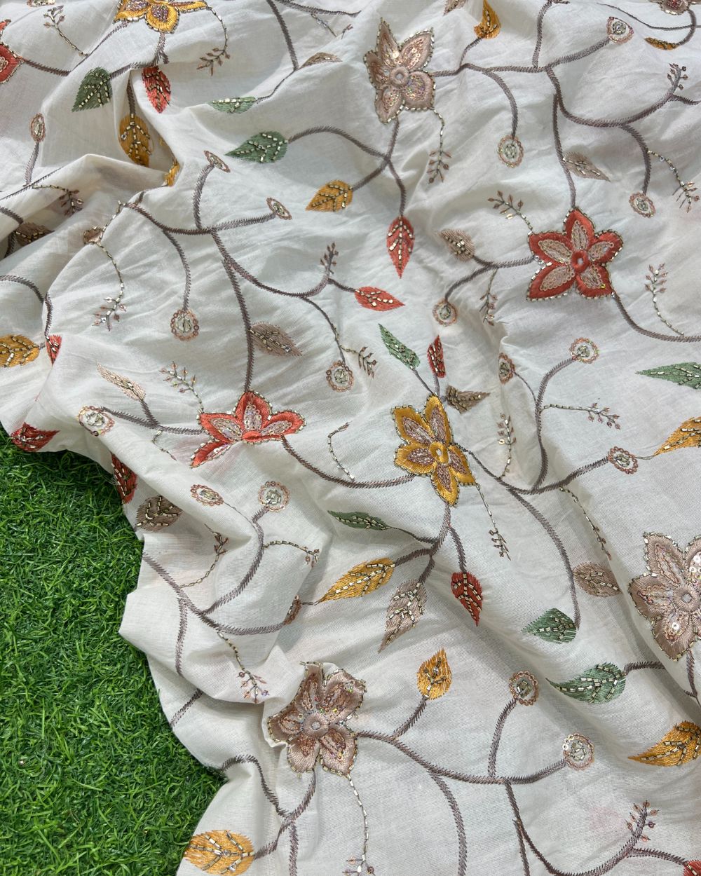 Kora Cotton Work Multicolor 46 Inches Width