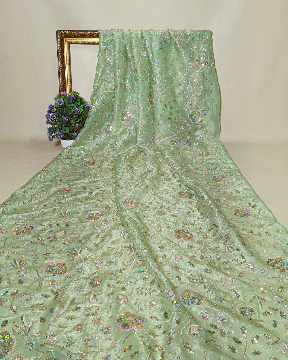 Gold Crush Work Pista Colour 44 Inches Width