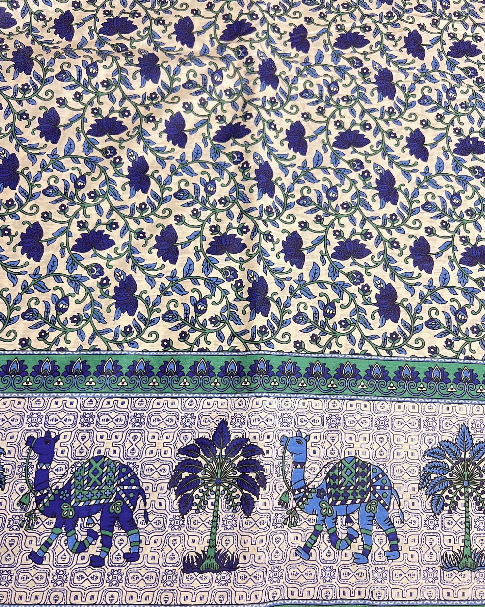 Printed Cotton With Border Blue Colour 44 Inches Width