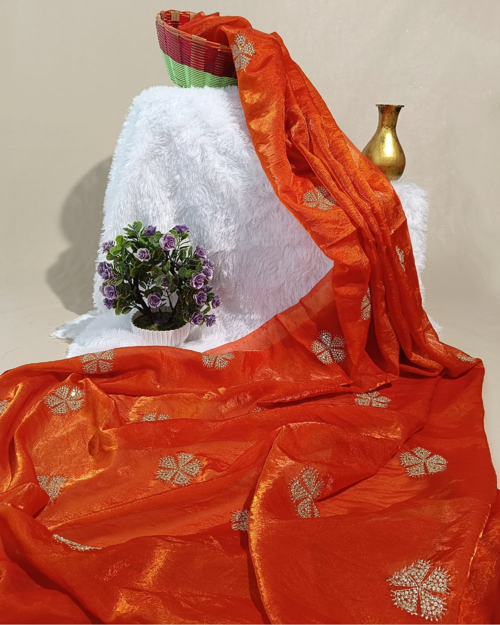 Space Silk Work Orange 46 Inches Width