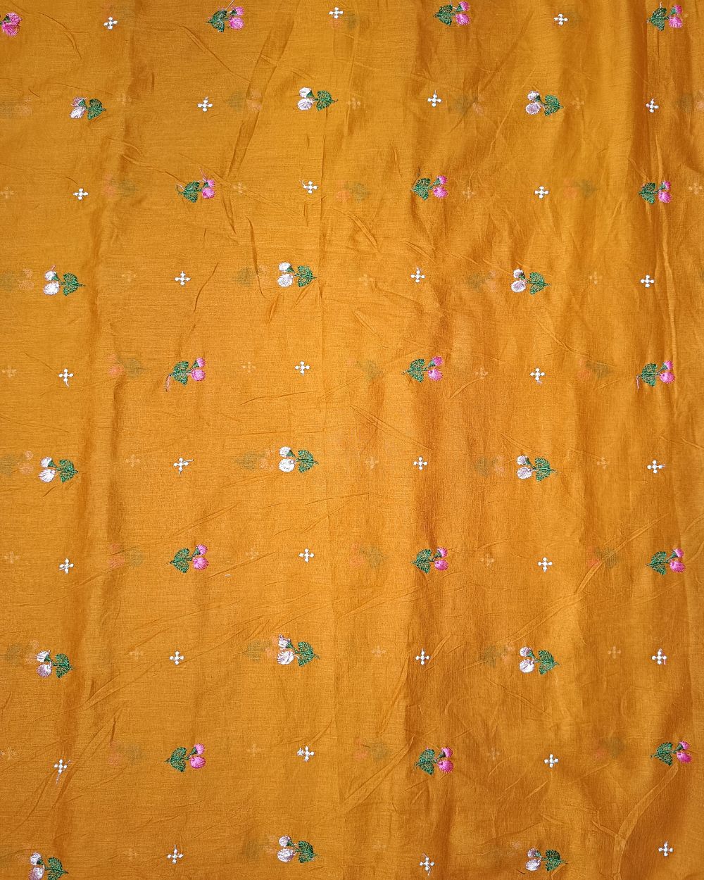 Mal Cotton with Thread Work Turmeric Yellow Colour 40 Inches Width