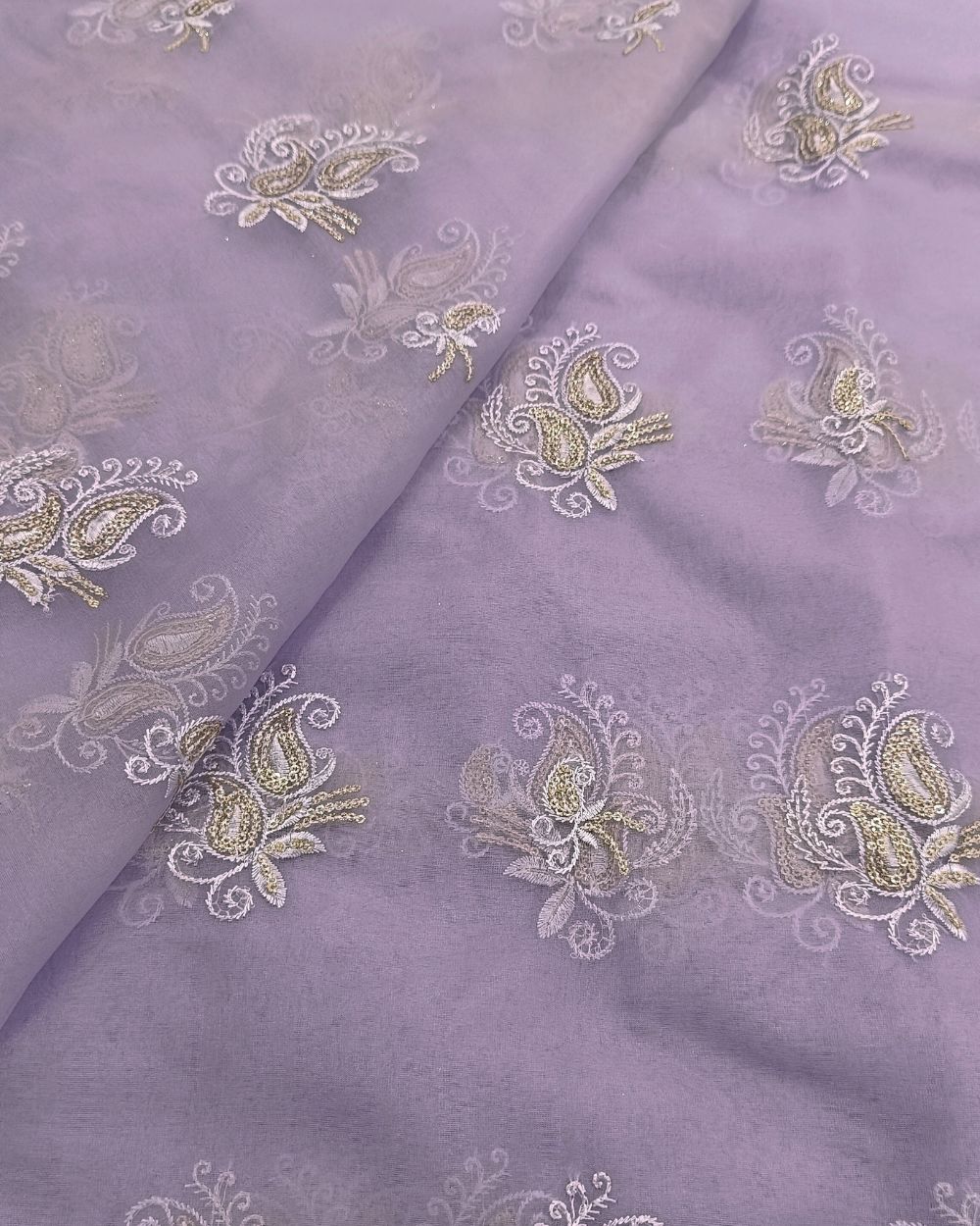 Organza Work Lavender Colour 45 Inches Width