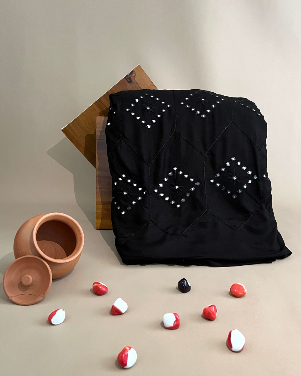 Rayon Abla Work Black Colour 44 inches width