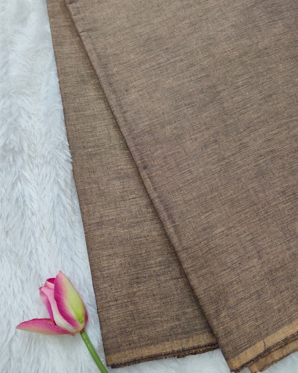 Plain Khadi Cotton Fabric Biscuit Colour 45 Inches Width
