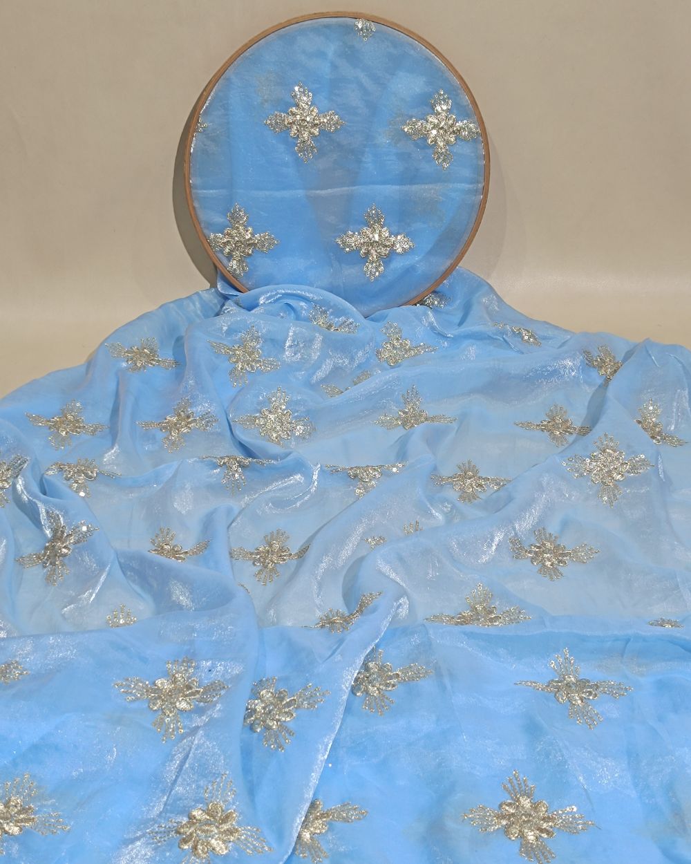Space Silk Work Sky Blue Colour 42 Inches Width
