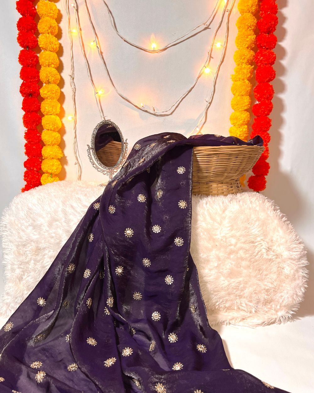 Space Silk Work Dark Purple Colour 46 Inches Width