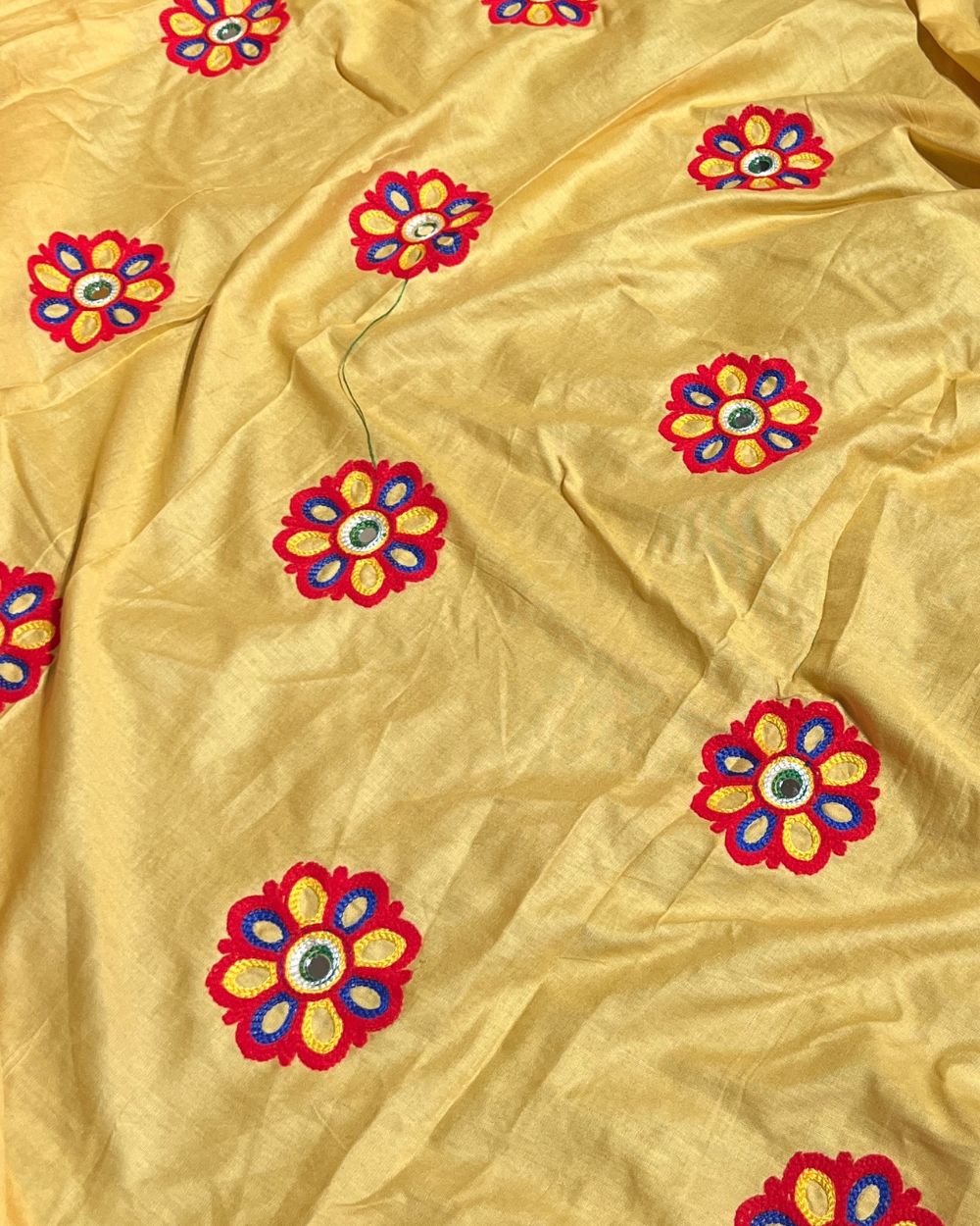 Rayon Gamthi(Rajasthani) Work Golden Yellow (Multicolor) 45 Inches Width
