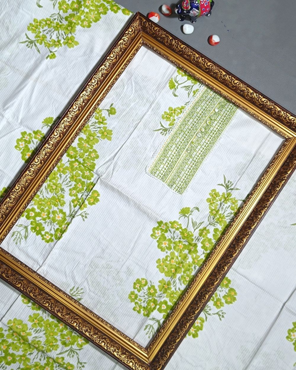 Printed Cotton Unstitched Top Pattern White Colour 44 Inches Width