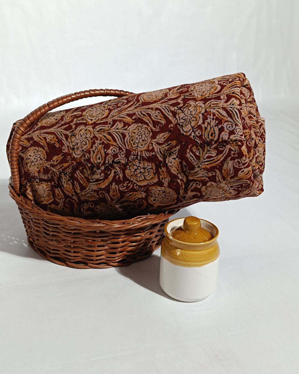 Hand Block Printed Cotton Kalamkari Maroon Colour 44 Inches Width