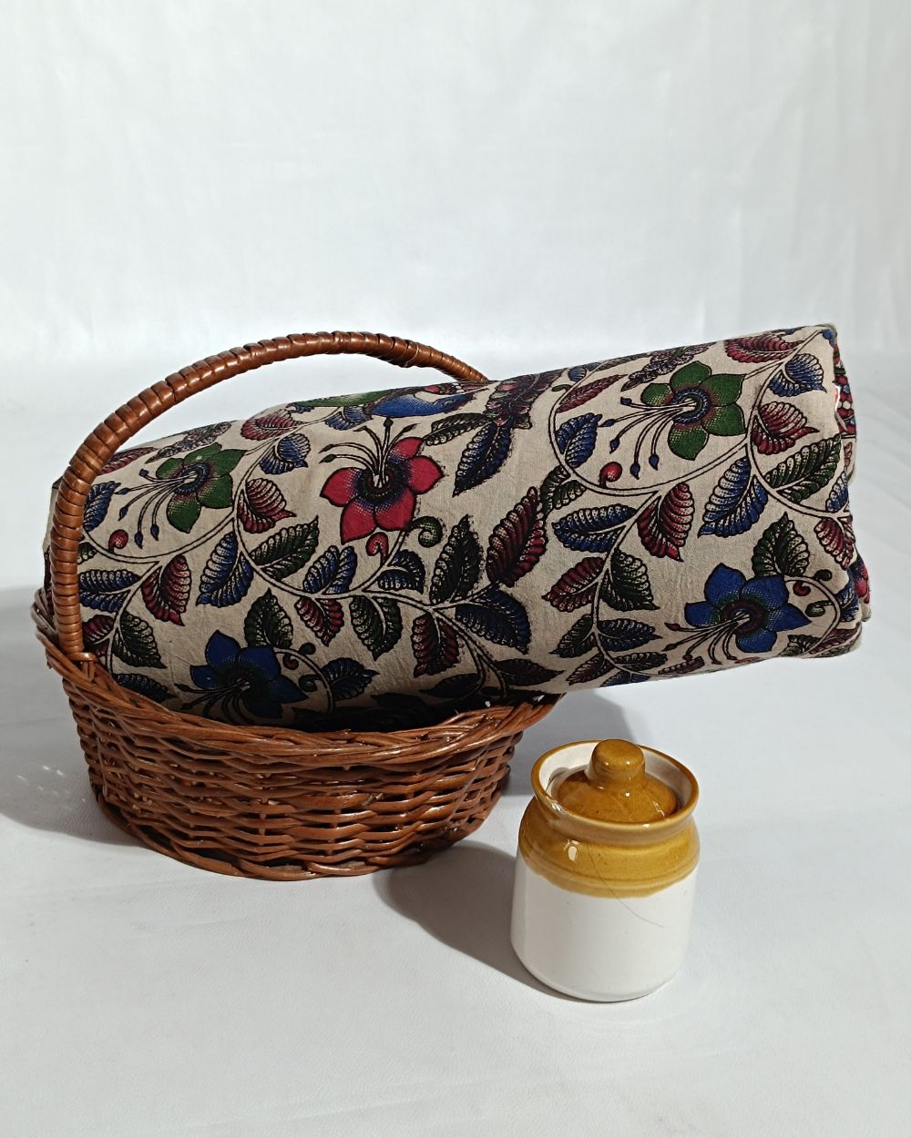 Hand Block Printed Cotton Kalamkari Off White Colour 44 Inches Width