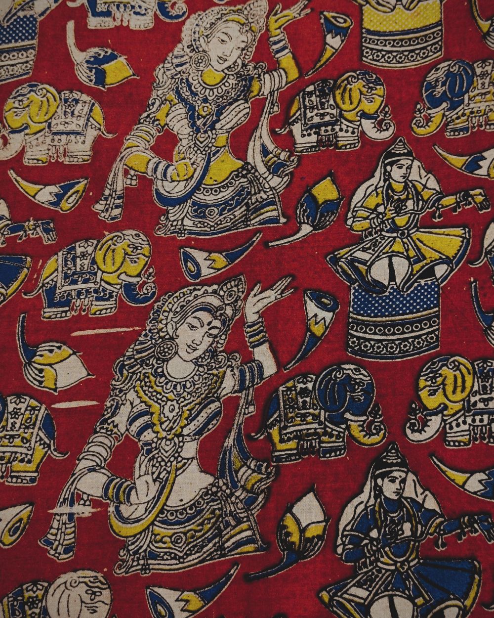 Hand Block Printed Cotton Kalamkari Maroon Colour 44 Inches Width