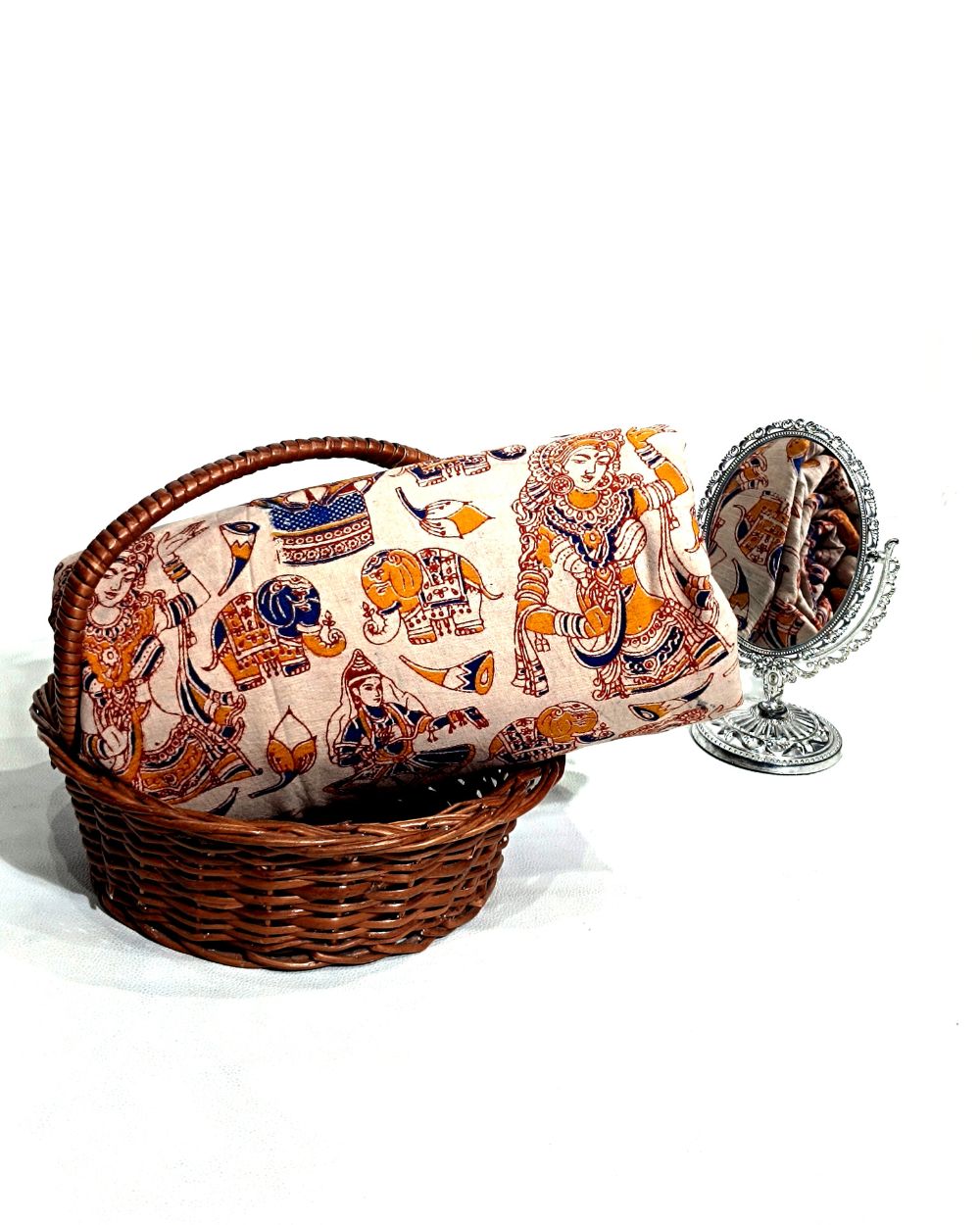 Hand Block Printed Cotton Kalamkari Off White Colour 44 Inches Width