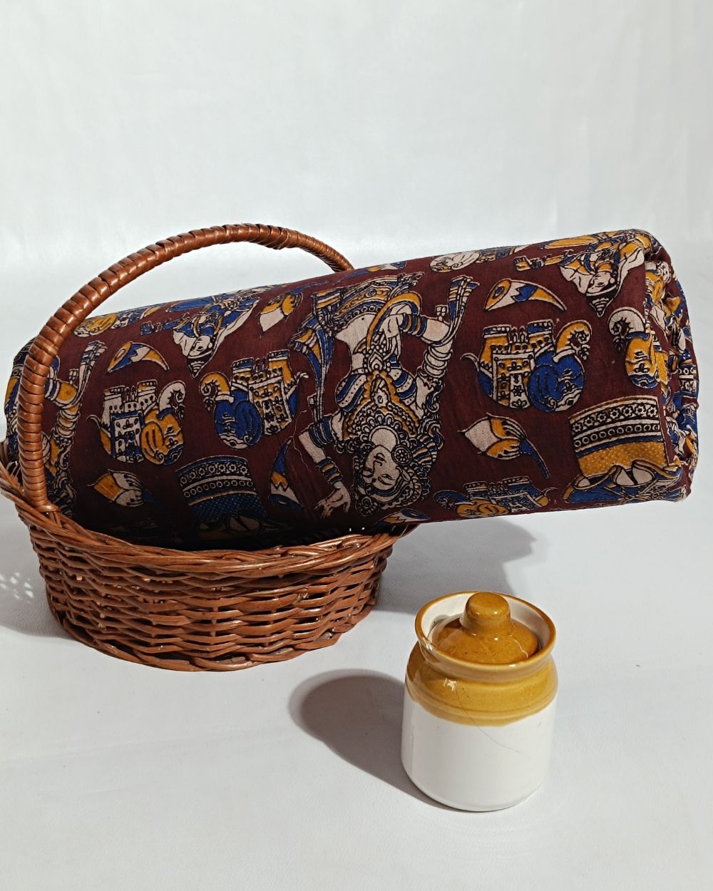 Hand Block Printed Cotton Kalamkari Coffee Brown Colour 44 Inches Width