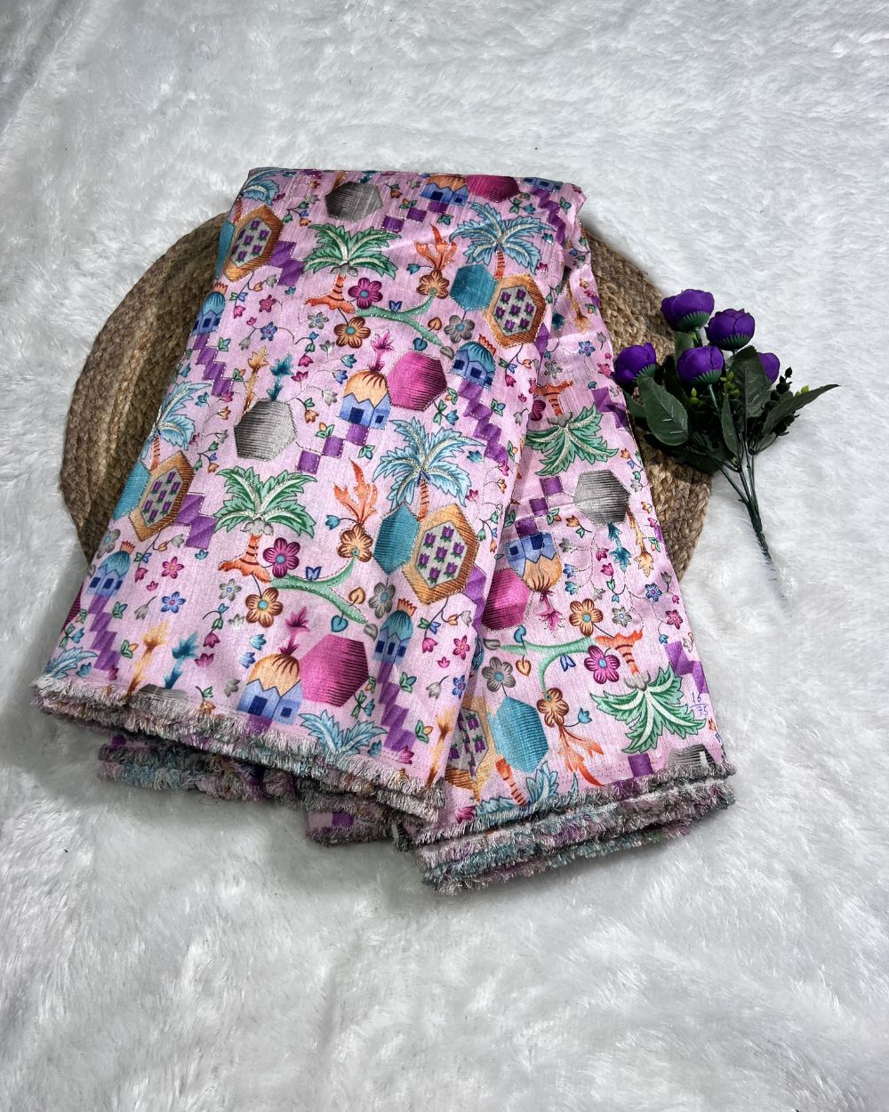 Banglori Crochet Work Baby Pink 47 Inches Width