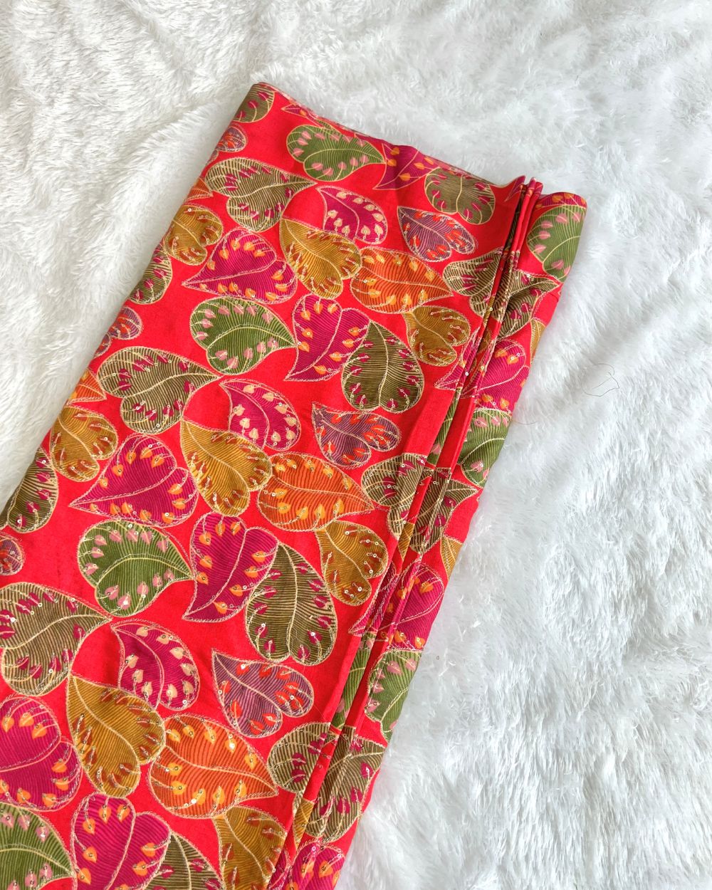 Mix Cotton Work Red Colour 40 Inches Width
