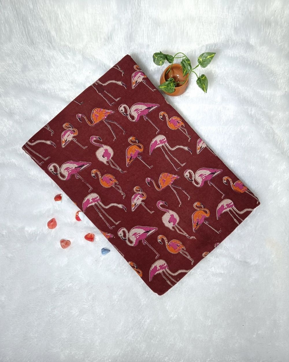 Hand Block Printed Cotton Kalamkari Coffee Brown Colour 46 Inches Width