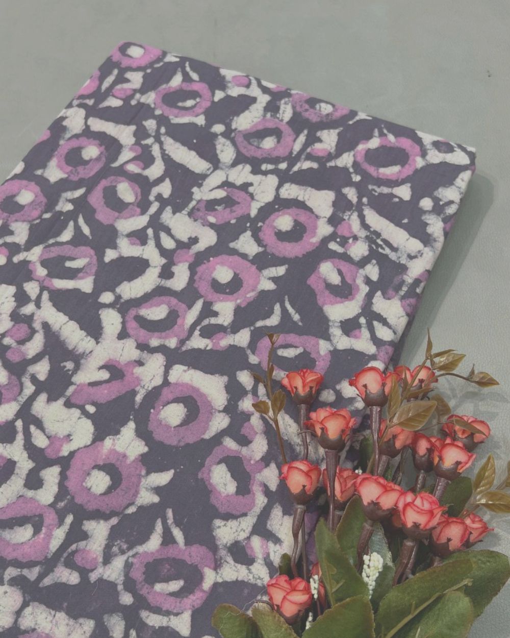 Cotton Dabu Hand Block Print Dusty Purple Colour 44 Inches Width