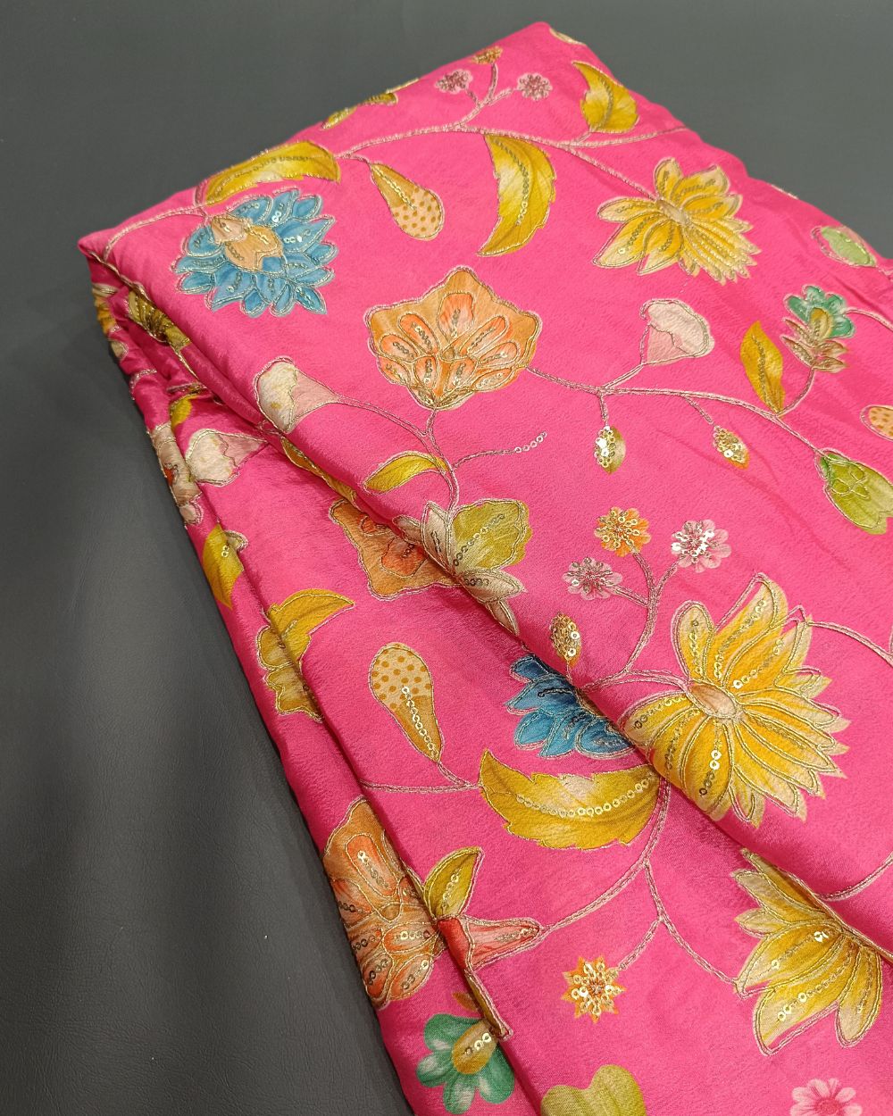 Chinnon Work Rani Pink Colour 45 Inches Width