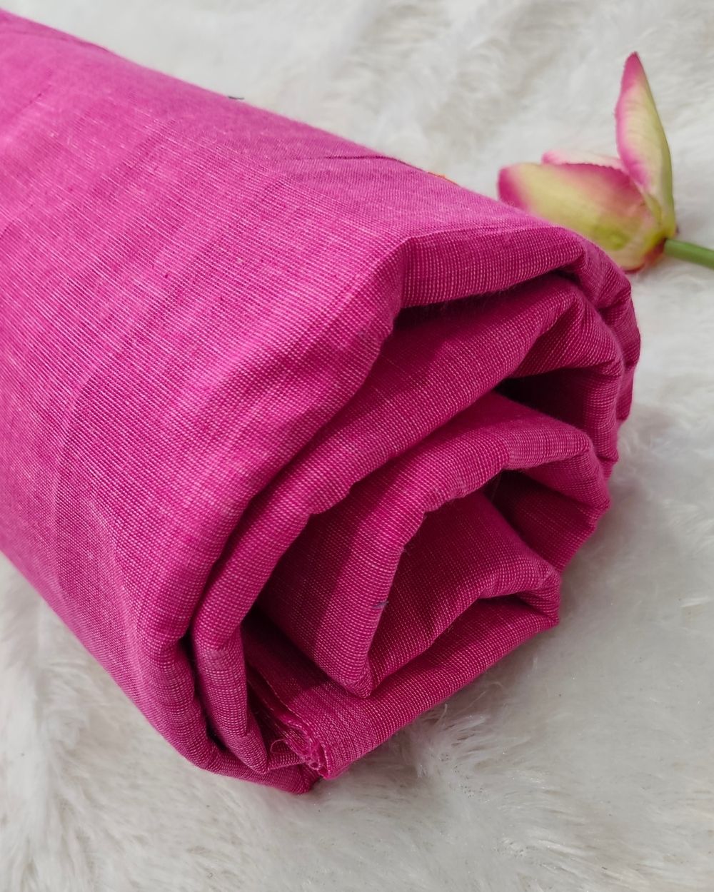 Plain Khadi Cotton Fabric Vibrant Pink Colour 45 Inches Width