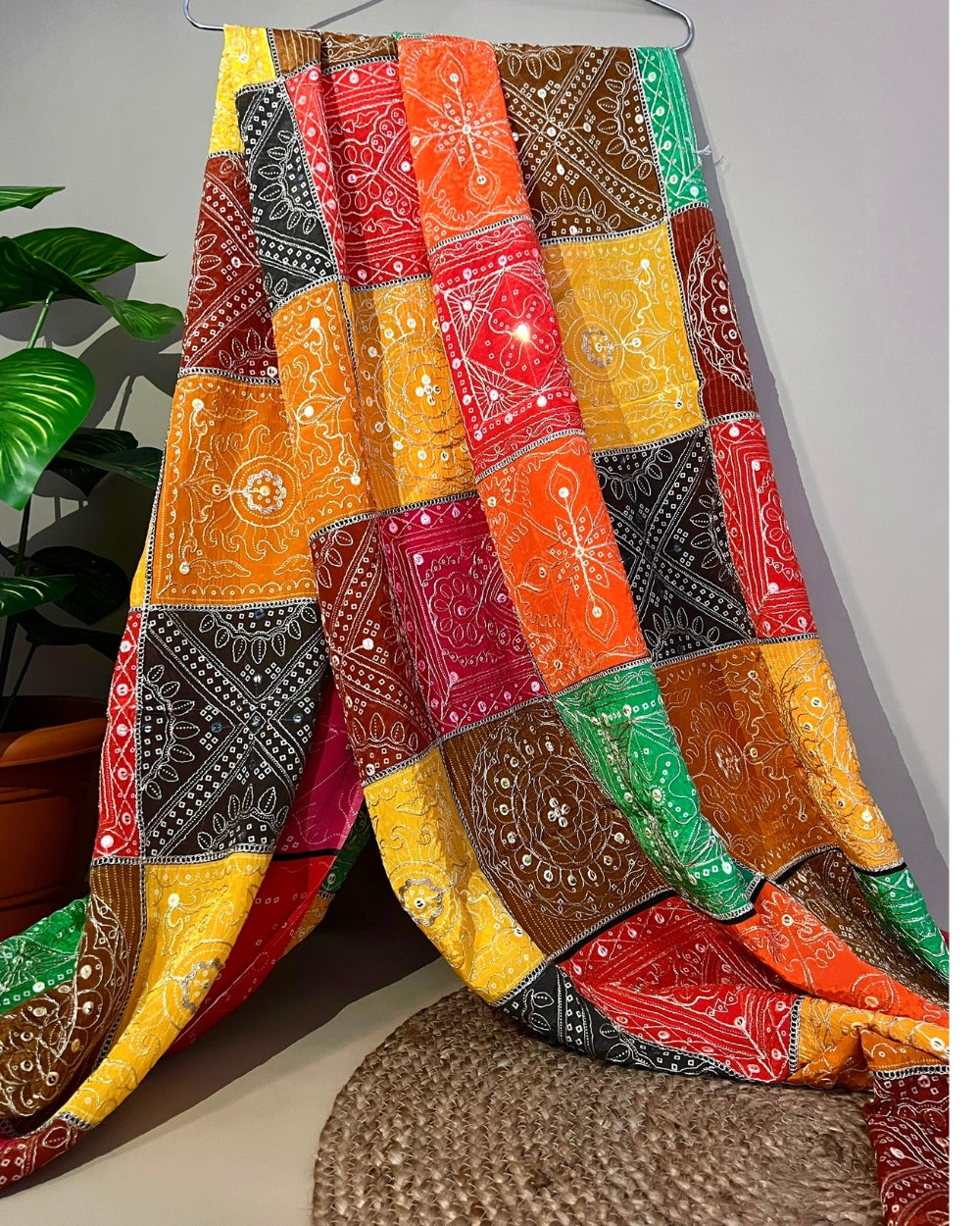 Natural Crepe Work Multi Colour 42 Inches Width