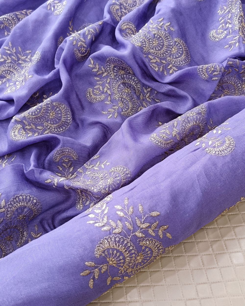 Jute Work Lavender Colour 42 Inches Width
