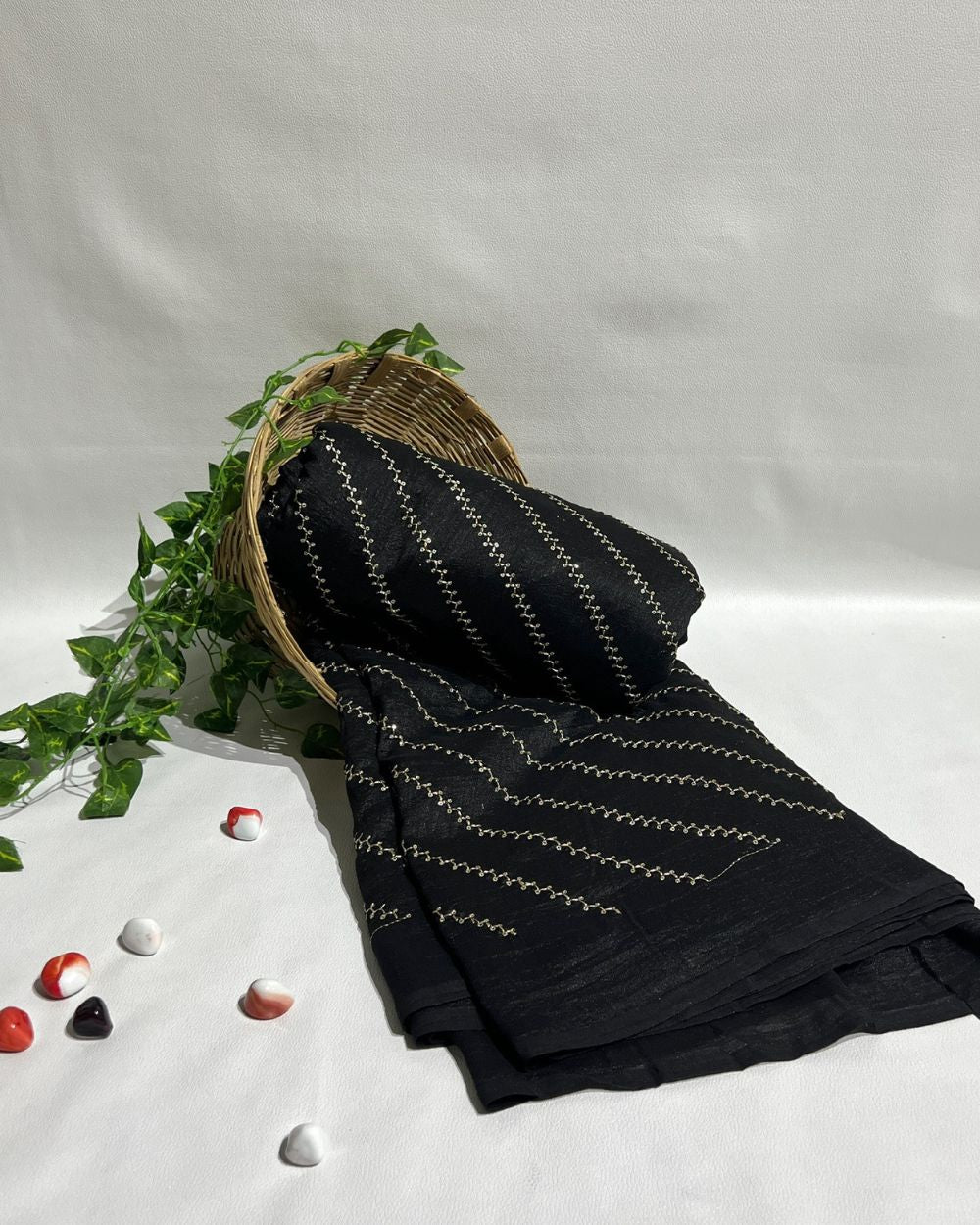 Vichitra Silk Work Black Colour 44 Inches Width