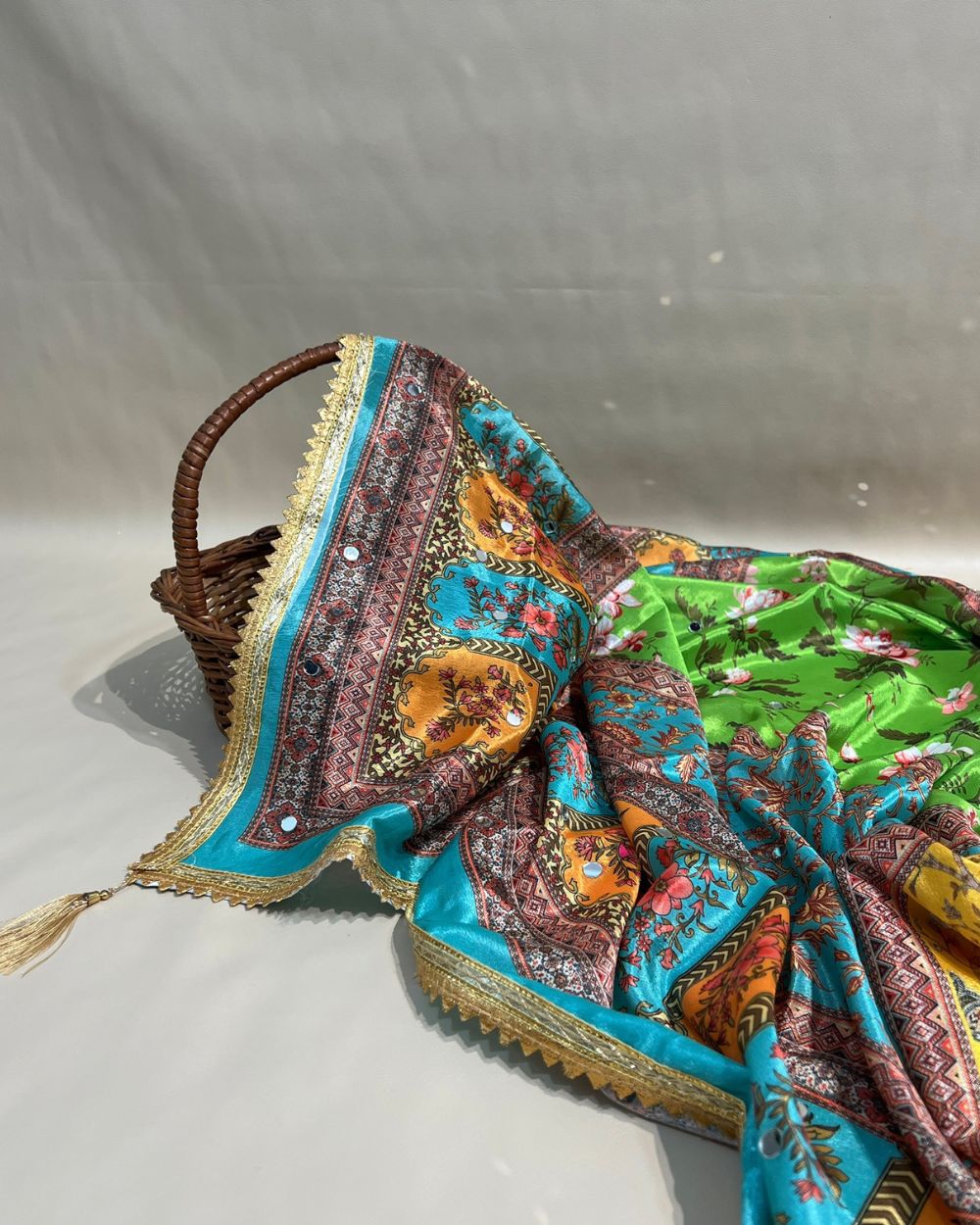 Chinnon Abla Work Dupatta Multicolor 42 Inches Width