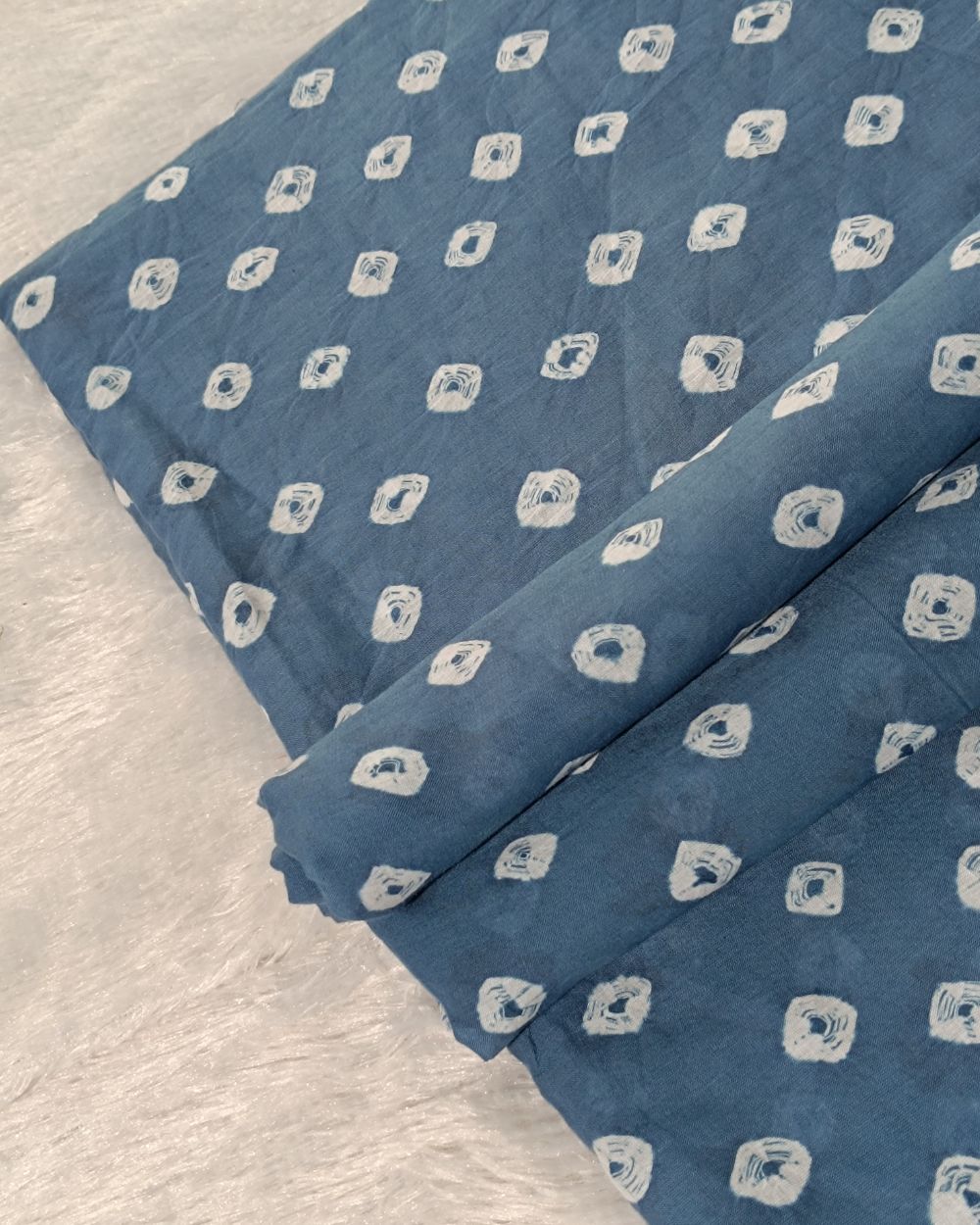 Pure Soft Cotton Bandhani Print Denim Blue Colour 44 Inches Width