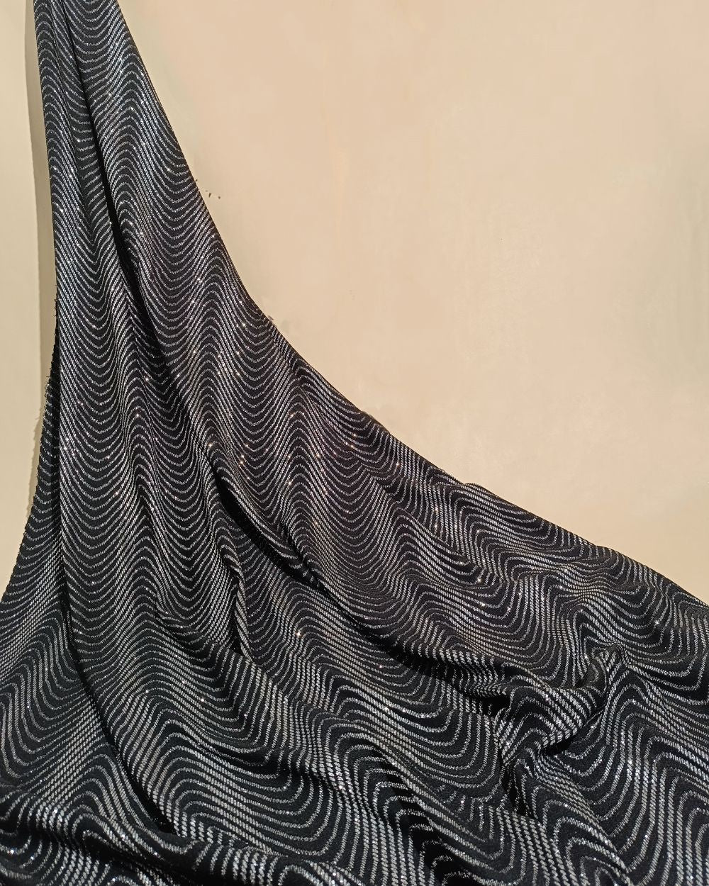 Imported Leheriya Sparkle Black Colour 58 Inches Width